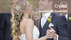  Presentation with wedding - Slide set featuring barn dance - loving newlyweds dancing on their background and a coral colored foreground
