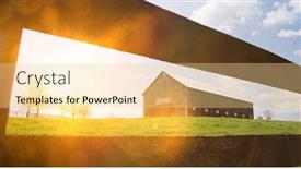  Presentation with barn - Amazing slide set having barn-in-field-with-fence backdrop and a blonde colored foreground