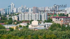  Presentation with russia city - Presentation design with barnaul-siberia-russia-view background and a light blue colored foreground