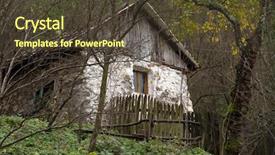  Presentation with barnwood - Audience pleasing PPT theme consisting of barnwood - old abandonned house backdrop and a tawny brown colored foreground