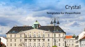  Presentation with czech republic - Cool new presentation with barok - street view of downtown backdrop and a light blue colored foreground