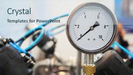  Presentation with pressure control valves or shutdown - Cool new slides with barometer - image of a close up backdrop and a sky blue colored foreground