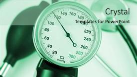  Presentation with abstract medical - PPT layouts consisting of barometer - scale of pressure and stethoscope background and a mint green colored foreground