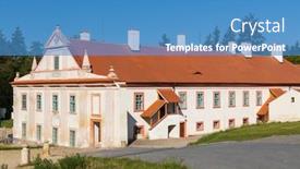  Presentation with czech republic - Colorful presentation design enhanced with baroque-cistercian-plasy-monastery-plzen backdrop and a teal colored foreground