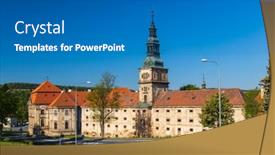  Presentation with czech republic - Presentation featuring baroque-cistercian-plasy-monastery-plzen background and a teal colored foreground