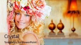  Presentation with baroque - PPT layouts enhanced with baroque fashion blonde woman background and a coral colored foreground