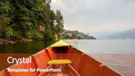  Presentation with nepal - Presentation design having barque-on-phewa-lake background and a crimson colored foreground