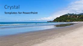  Presentation with beach - PPT layouts consisting of barra-do-sahy-beach-sao background and a light blue colored foreground