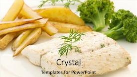  Presentation with business presentation for banana chips - PPT layouts consisting of barramundi fillet with chips background and a lemonade colored foreground
