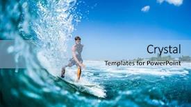  Presentation with ocean wave - Colorful presentation theme enhanced with barrel - surfer rides barreling tropical ocean backdrop and a light blue colored foreground