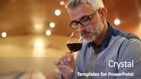  Presentation with wine tasting - Slide set consisting of barrel - winemaker tasting red wine background and a gray colored foreground