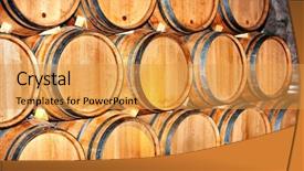  Presentation with wine barrel - Beautiful slide deck featuring barrel of wine in old backdrop and a yellow colored foreground