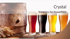  Presentation with beer bar pub tap counter - Cool new slide deck with barrel on a white background backdrop and a white colored foreground