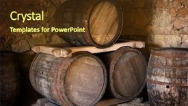  Presentation with cellar - Colorful PPT layouts enhanced with barrel store in dark curing backdrop and a tawny brown colored foreground