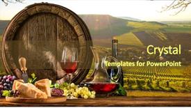  Presentation with red wine cheese - Theme featuring barrel with glas of red background and a tawny brown colored foreground