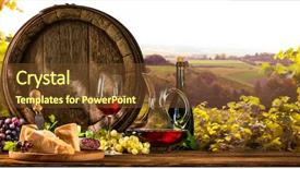  Presentation with red wine cheese - Theme enhanced with barrel with glass of red background and a tawny brown colored foreground