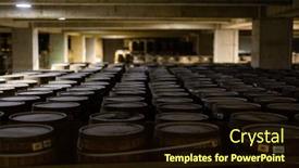  Presentation with barrels - Theme having barrels-in-storage-warehouse-stacked background and a wine colored foreground