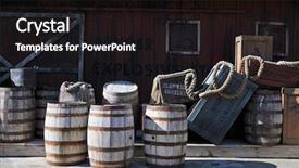  Presentation with barrels - Cool new slide set with barrels of gun powder backdrop and a black colored foreground