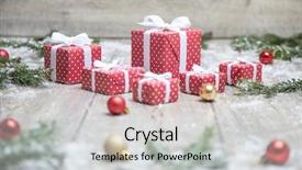  Presentation with christmas tree - Beautiful slides featuring barren - beautiful set of christmas accessories backdrop and a light gray colored foreground