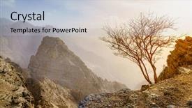  Presentation with uae - Beautiful PPT theme featuring barren landscape of hajar mountains backdrop and a light blue colored foreground