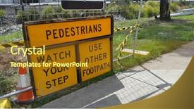  Presentation with construction - Colorful PPT theme enhanced with barricade - construction signs roadwork signs backdrop and a tawny brown colored foreground