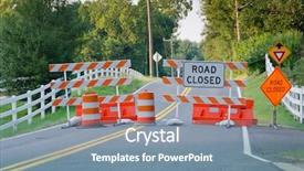  Presentation with closed - Slides featuring barricade - road closed sign background and a seafoam green colored foreground