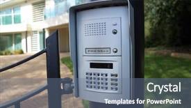  Presentation with box - PPT theme with barrier gate - house call box background and a ocean colored foreground