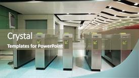 Presentation with hong kong - Theme consisting of barrier gate - subway in hong-kong background and a gray colored foreground