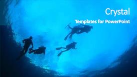  Presentation with scuba diving - Presentation theme with barrier island - scuba diving exploring coral reef background and a  colored foreground