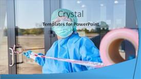  Presentation with covid coronavirus - PPT layouts enhanced with barrier-on-door-of-closed background and a light blue colored foreground