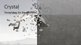  Presentation with violence - PPT theme featuring barriers for her mixed media background and a light gray colored foreground
