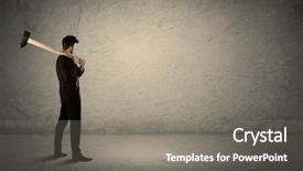  Presentation with wall - Cool new presentation theme with barriers overcome - business man standing in front backdrop and a  colored foreground