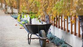  Presentation with plants - Colorful theme enhanced with barrow with plants and trees backdrop and a gold colored foreground