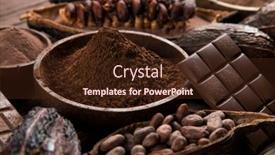  Presentation with sweet candy - Presentation theme consisting of bars-chocolate-candy-sweet-dessert background and a wine colored foreground