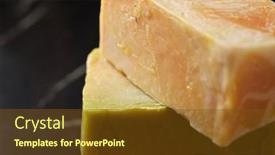  Presentation with soap - Beautiful presentation design featuring bars-of-artisan-soap backdrop and a tawny brown colored foreground
