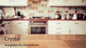  Presentation with napkin - Amazing slide deck having bars window - blurred kitchen interior and napkin backdrop and a coral colored foreground