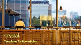  Presentation with simple - Presentation design consisting of bars window - cafe interior with modern background and a tawny brown colored foreground