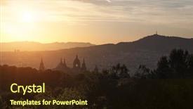  Presentation with museum - PPT theme featuring barsa - beautiful sunset on national museum background and a wine colored foreground