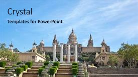  Presentation with museum - Presentation design having barsa - national museum in barcelona spain background and a light blue colored foreground