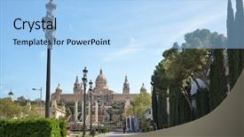  Presentation with museum - Cool new slides with barsa - national museum in barcelona spain backdrop and a light blue colored foreground