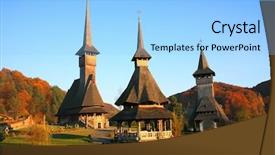  Presentation with maramures - Beautiful PPT theme featuring barsana wooden monasteries maramures romania backdrop and a light blue colored foreground