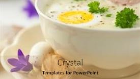  Presentation with egg - Presentation theme enhanced with barszcz-with-egg-and-sausage background and a coral colored foreground