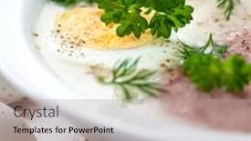  Presentation with soup - Audience pleasing theme consisting of barszcz-with-egg-polish-easter backdrop and a coral colored foreground