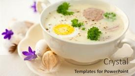 Presentation with easter - Presentation theme consisting of barszcz-with-eggs-and-sausage background and a coral colored foreground