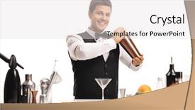  Presentation with bartender - Amazing presentation design having bartender - barman with a shaker isolated backdrop and a light gray colored foreground