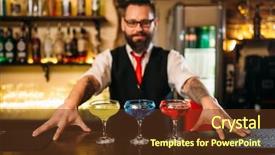  Presentation with bartender - Beautiful presentation theme featuring bartender behind bar counter show backdrop and a tawny brown colored foreground