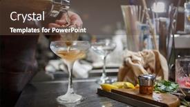  Presentation with bartender - Cool new presentation theme with bartender coocks cocktail behind a bar counter backdrop and a tawny brown colored foreground