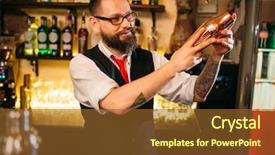 Presentation with bartender - PPT theme having bartender flair with shaker behind background and a tawny brown colored foreground