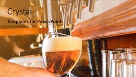  Presentation with bartender - Colorful PPT layouts enhanced with bartender hand pouring draught beer backdrop and a gold colored foreground