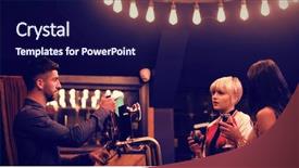  Presentation with bartender - Beautiful slide deck featuring bartender interacting with beautiful women backdrop and a navy blue colored foreground